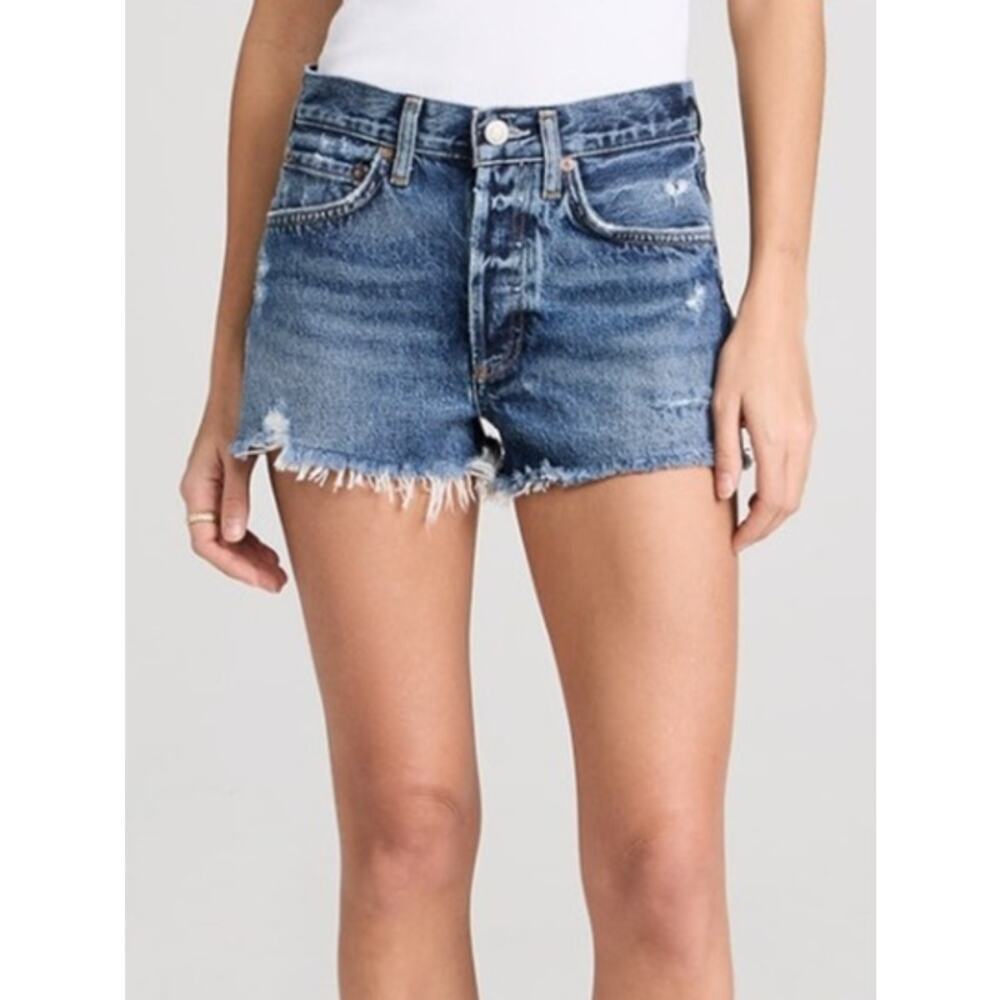 AGOLDE Parker Shorts Cut Off Denim Distressed Button Fly Size 25
